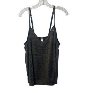 Cacique Cami Top Sleep Shirt Womens Size 14/16 Metallic Black Gold New WOT